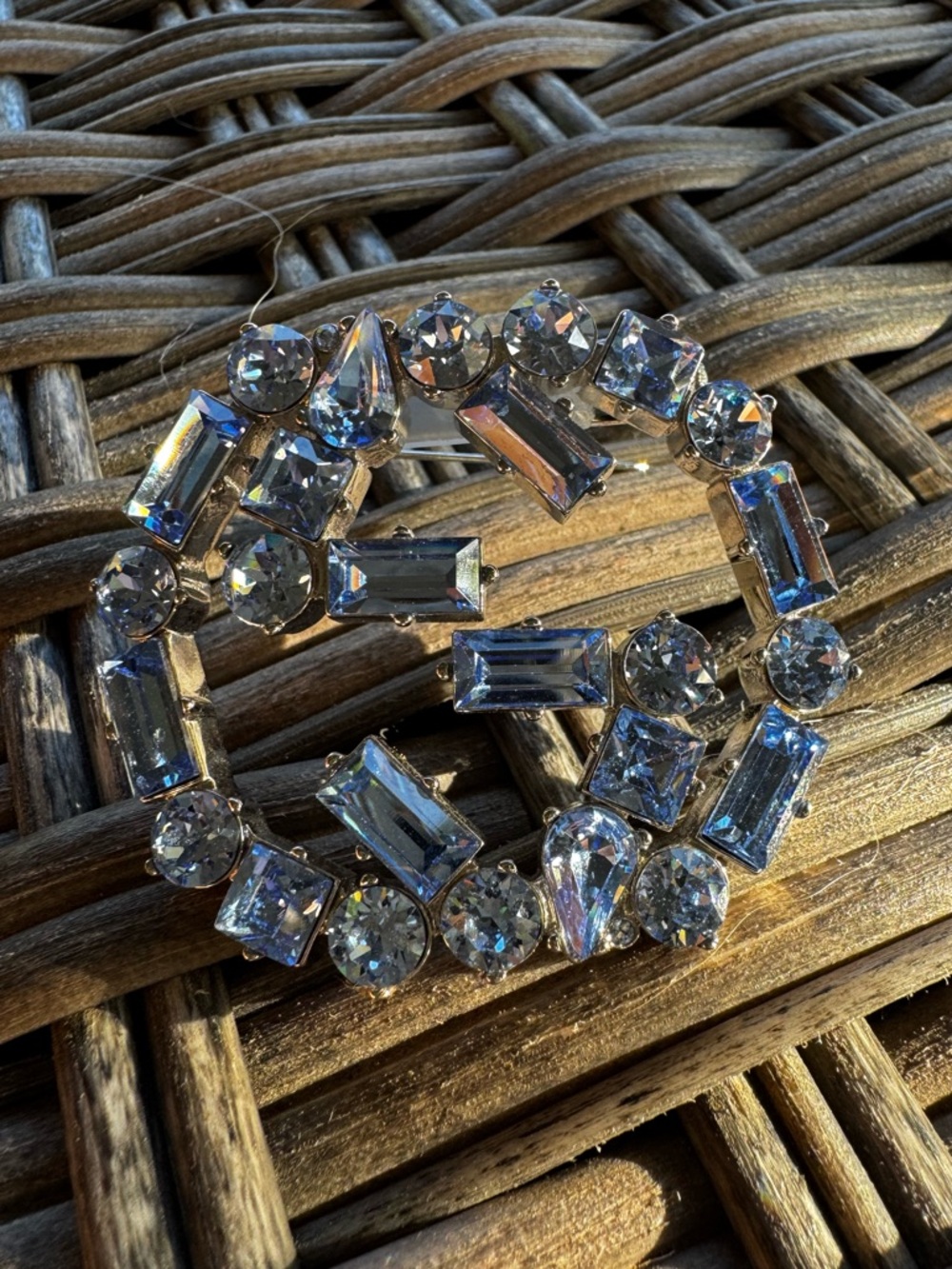 Sparkling double g Gucci reworked Blue Crystal Statement Brooch - Women Jewelry